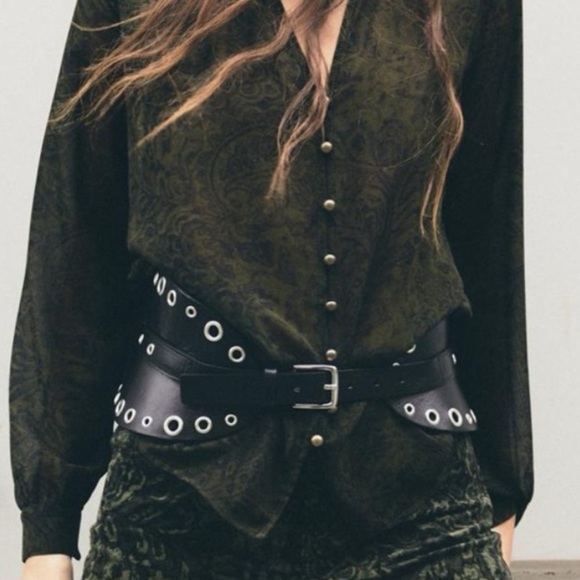 NWT. Zara Black Leather Studded Sash Belt. Size 32. - Picture 7 of 12